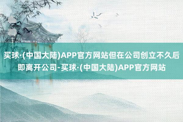 买球·(中国大陆)APP官方网站但在公司创立不久后即离开公司-买球·(中国大陆)APP官方网站