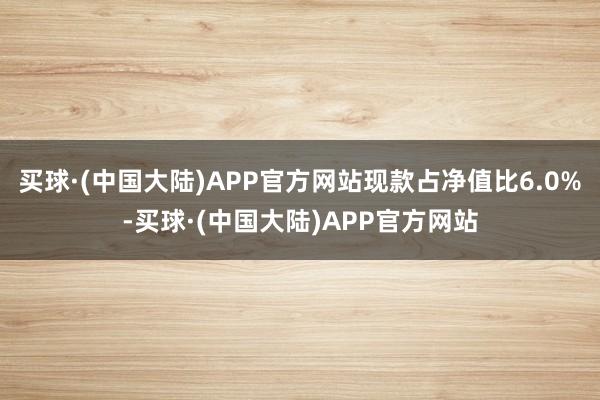 买球·(中国大陆)APP官方网站现款占净值比6.0%-买球·(中国大陆)APP官方网站